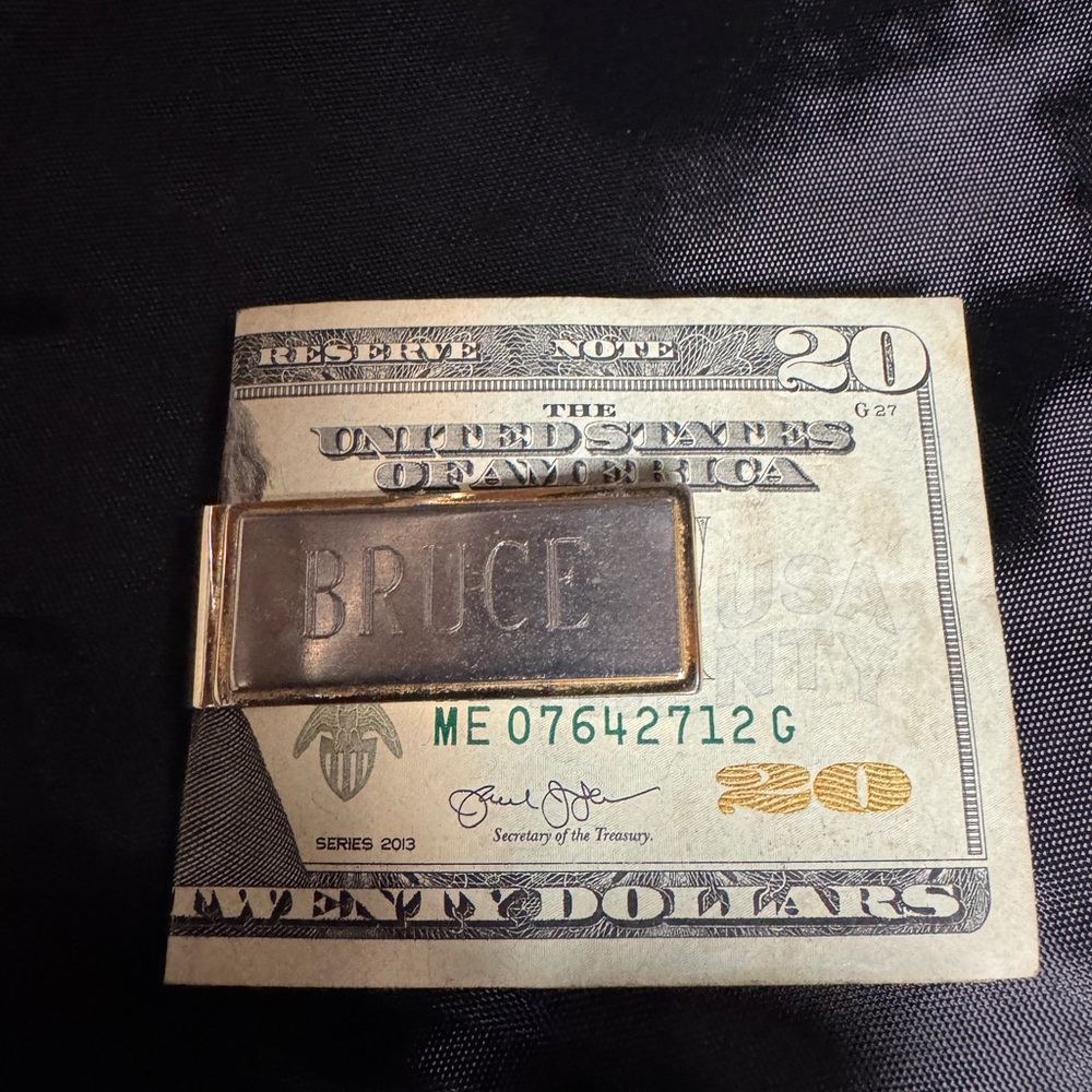 Money Clip Engraved with Bruce Two tone ($20 bill not included)